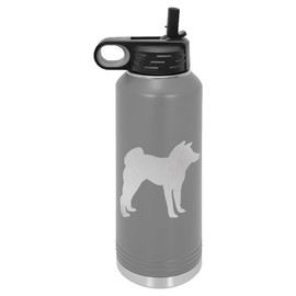 Akita Dog Insulated Water Bottle | Stainless Steel | Akita Dog Lover | Akita Gifts (20 oz, Gray)
