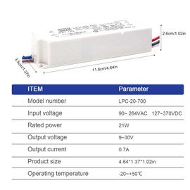 FerroFab LPC-20-700 700mA 9-30V 20W Single Output Switching Power Supply, IP67 Waterproof, High Efficiency, Compact Design, Exceptional Reliability, for LED Lighting, Industrial Automation