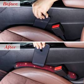 ToBeQueen Car Seat Gap Filler Red Bling Car Accessories for Women Universal Fit for Car Truck SUV, 2 Pack Handmade Crystal Rhinestone Diamond Bling Gap Filler(Red)