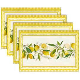 Tarklanda Lemon Place Mats Set of 4 Tropical Fruits Place Mats Spring Summer Decoration for Home Restaurant Dining Table Holiday Party 30 x 45 cm