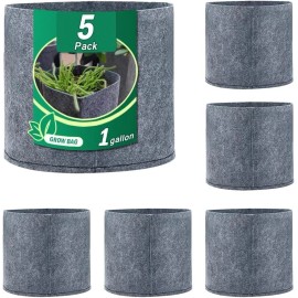 BW BEST WAY 1 Gallon /5Pcs Grow Bags, Premium Nonwoven Aeration Fabric Planting Pots