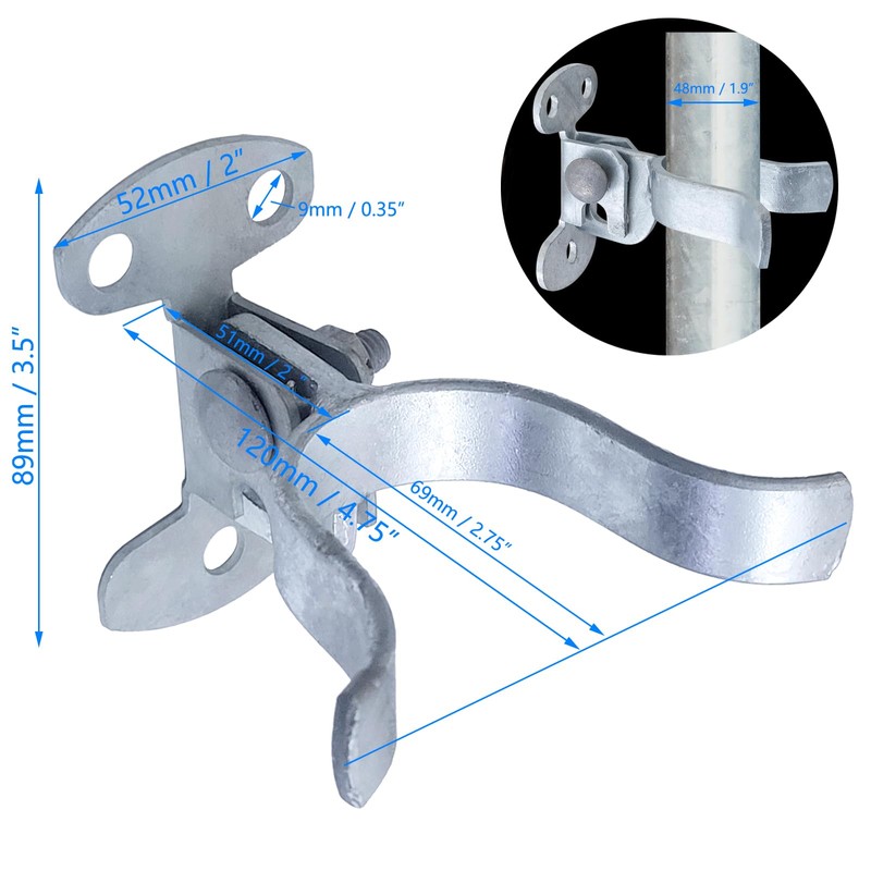 2Pcs Galvanized Steel Wall Mount Gate Latch Chain Link Gate
