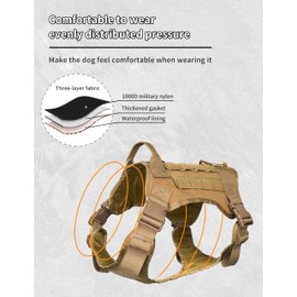 Tactical Dog Harness - No-Pull Adjustable Outdoor Training Vest - Molle System Winter-Ready Gear for Large Dogs