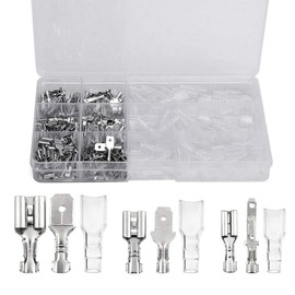 Gasea 270pcs Male Female Spade Connector, 2.8/4.8/6.3mm Spade Wire Crimp Terminal Connector Quick Splice Crimp with Insulating Sleeve Kit