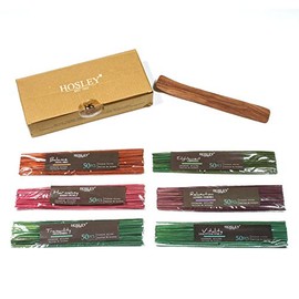Hosley's 300 Pack Assorted Highly Fragranced Incense Sticks with Bonus Holder - Eucalyptus & Thyme, Fresh Bamboo, Lavender Chamomile, Lemongrass, Radiant Orchid, Sensual Amber O3