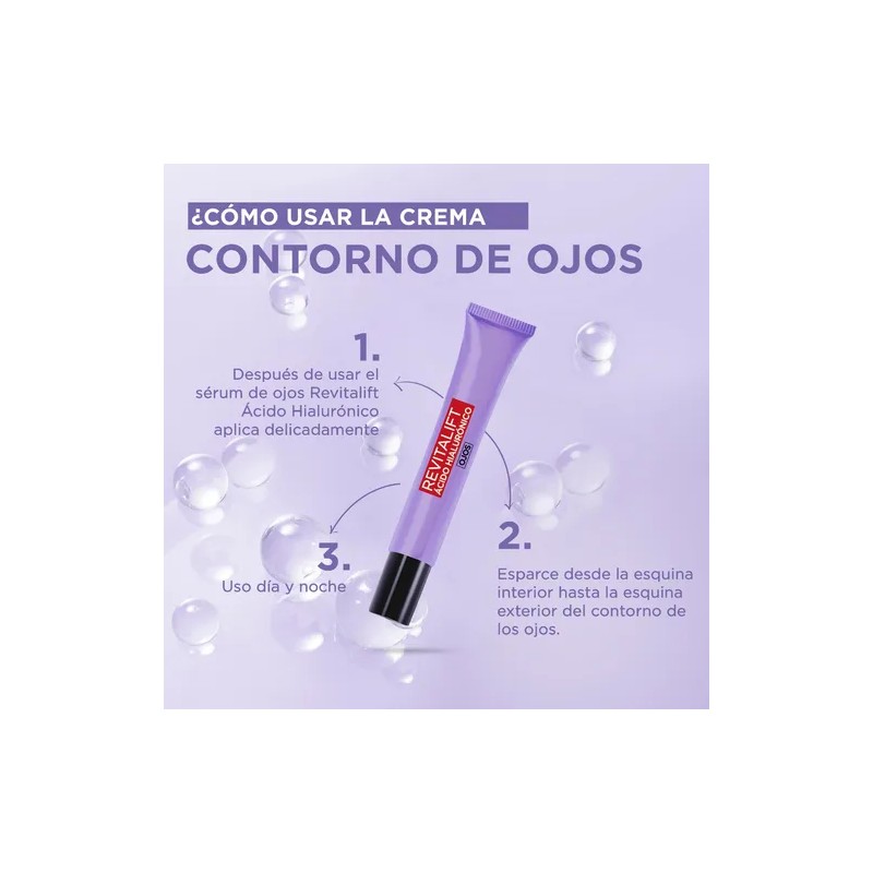 L'Oréal Paris Revitalift Crema Contorno de Ojos con Ácido Hialurónico,