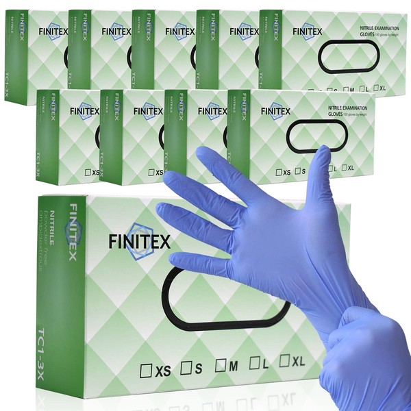 FINITEX Nitrile Disposable Medical Exam Gloves - Purple 3.2 mil Powder-free Latex-Free Gloves 1000 PCS Examination Home Cleaning Food Gloves (Medium)