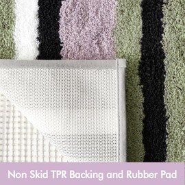 MIULEE Bath Mats Extra Soft Non Slip Absorbent Shower Mat Bathroom Rug Door Mat Inside Kitchen Rugs Carpet Washable for Bedroom Kitchen Entrance 17x24 Inch 40x60cm Purple and Grey