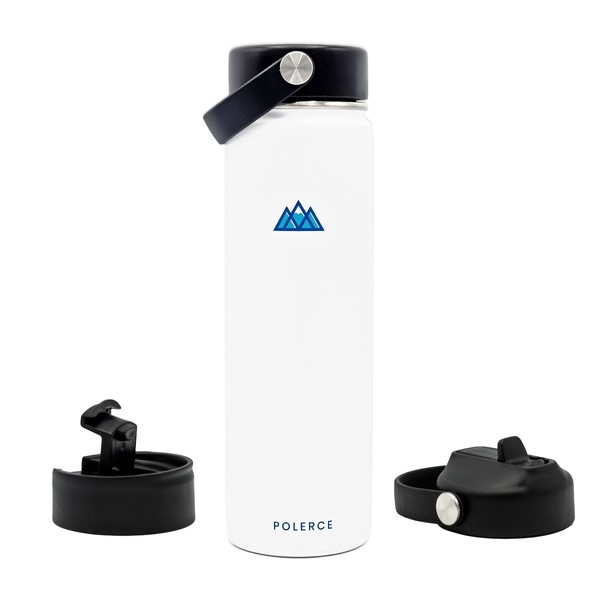 Vacuum Insulated Bottle with 3 Lids - Flex Straw Lid,