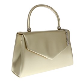 Girly Handbags Women's Patent Clutch Bag – Elegant Small Hard Case Evening Handbag for Weddings, Parties, and Events Medium Gold