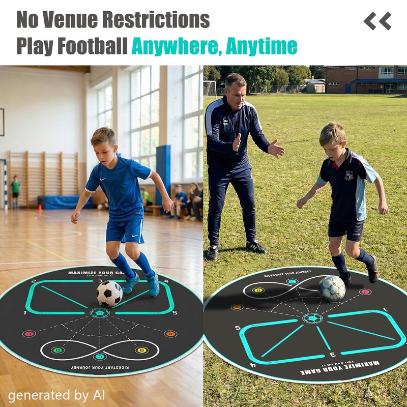 MUKESKY Soccer Training Mat for Footwork & Agility, 360° Circular