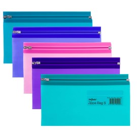 Snopake DL Zippa-Bag ‘S’ Electra with Write-On Label and Side Zip [Pack of 5] 240 x 130 mm – Electra Assorted [Ref: 14129]