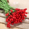 100Pcs Artificial Round Flower Stamens Red Double Sided Holly Berries