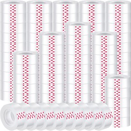 96 Rolls Clear Tape Bulk Strong Sticky Transparent Tape Refills Invisible Desk Tape Refill Rolls Glossy Gift Wrapping Tape for Dispenser, Office, Home, School, Wall, Carpet, 3/4 x 1000 Inches (Red)