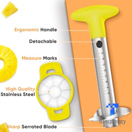OOKUU Pineapple Corer Cutter, Stainless Steel Fruit Peeler Slicer - Upgraded, Reinforced Thicker Blade, Core Remover with Measure Mark, Kitchen Tool for Diced Pineapple Rings