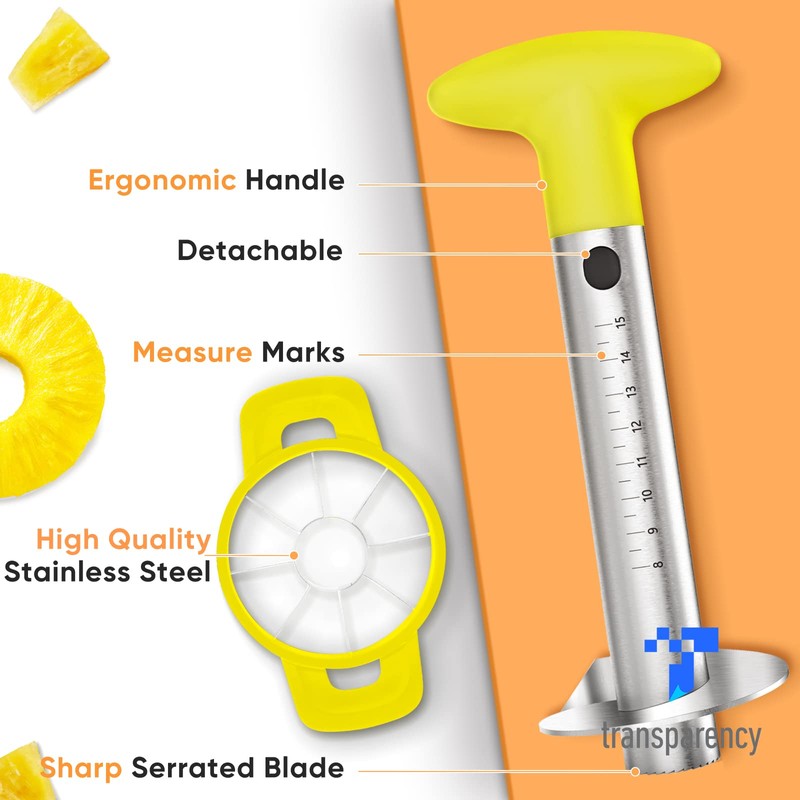 OOKUU Pineapple Corer Cutter, Stainless Steel Fruit Peeler Slicer -