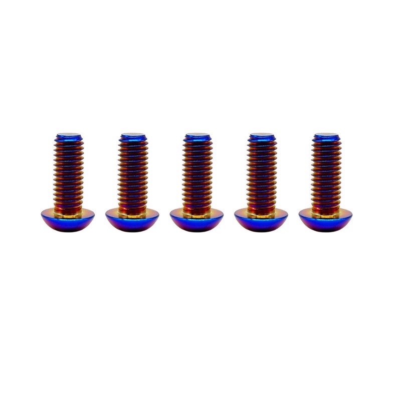 RISON-Titanium M5X10mm Titanium Screws, Pack of 5, Burnt Blue, Button