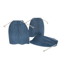 Nuts Jeans Fruit and Vegetable Bags with Drawstring, Set of 3, 100% Cotton, Reusable Shopping Bag, Cotton Bag, Vegetable Bag, Washable, blue