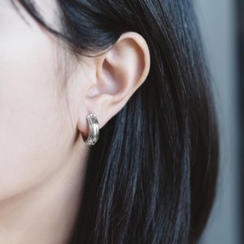 PHNIBIRD 925 Silver Men's Earrings Women's Hoop Earrings Silver 925 Unisex 17 mm Silver Earrings, Silver, Freshwater pearls