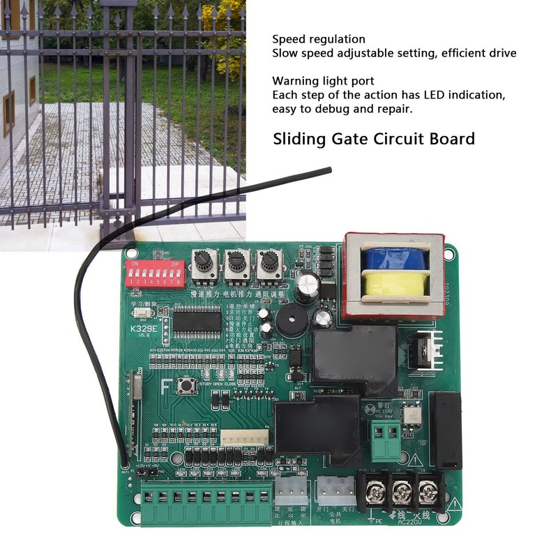 Sliding Gate Circuit Board with LED Indicators Slow Speed Sensitive