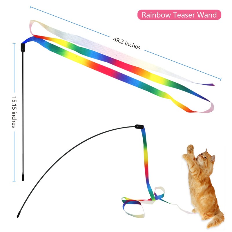 12PCS Interactive Kitten Toys, Retractable Indoor Cat Wand Toys with