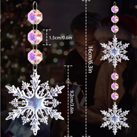 Jansun 25 Pcs Crystal Christmas Tree Ornaments, Iridescent Acrylic Snowflake Ornaments Hanging Crystal Snowflake Ornaments for Winter Wonderland Party Christmas Tree Decorations