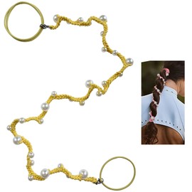 Cute Pearl Hair Ties for Women 25" Hand Braided Sport Ponytail Holders Long Pony Tail Wrap for Workouts, Daily Use, Beach,Swim,Surf,Diving Tangle Free Hair Accessories for Thick Curly Hair(Yellow)