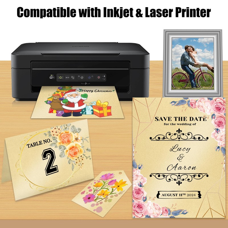 Twavang 25 Sheets Cream Shimmer Cardstock Paper 8.5'' x 11'',