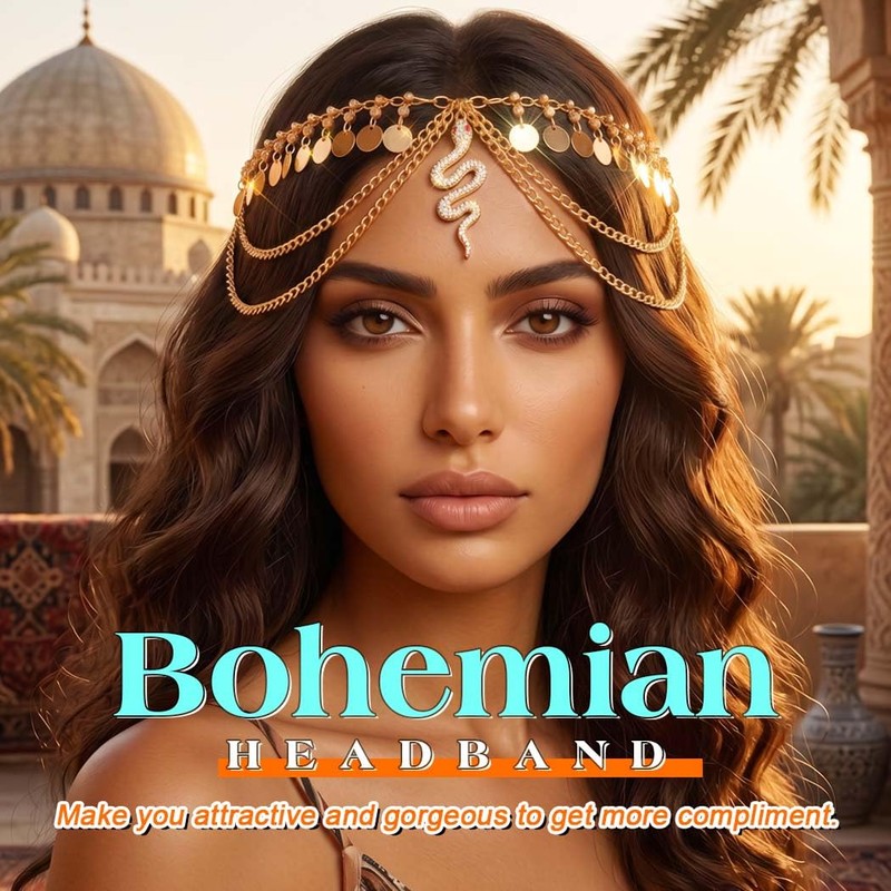 JEAIRTS Snake Egyptian Head Chain Gold Cleopatra Headpiece for Women
