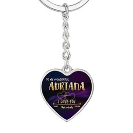 Keychain Accessories With First Name - To My Wonderful Adriana I Love You This Much Always, Forever - Romantic Valentine Day Gift Wife, Girlfriend - Pendant Heart Keychain