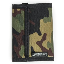 Fydelity 80's Retro RFID Blocking Wallet – Stylish Bifold Wallet for Men with Hook & Loop Closure for Men, Women, Boys, and Girls – Secure Wallet for Cards & Cash – Vintage Camo Design (Army Camo)