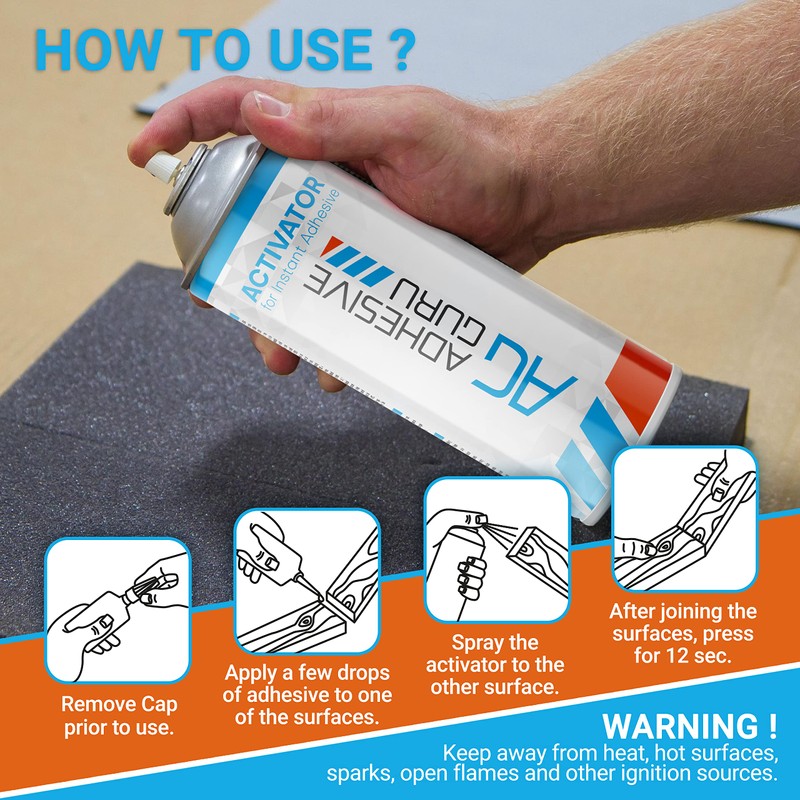 Adhesive Guru CA Glue Accelerator Spray (3.38 fl oz) Aerosol