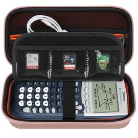 Elonbo Carrying Case for Texas Instruments TI-84 Plus CE/TI-84 Plus/Texas Instruments TI-83 Plus Color Graphing Calculator, Extra Mesh Pocket Fits Charger, Manual, Rose Gold+ Orange