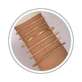 Yienate Unique Gold Bangle Set Indian Bollywood Multi Stacking Twist Textured Bangle African Ethnic Wedding Vintage Bracelets Jewellery for Women and Girls, Zinc, No gemstone