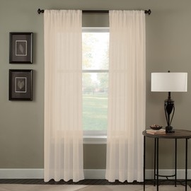 Curtainworks Trinity Crinkle Voile Sheer Curtain Panel, 51 by 63", Oyster