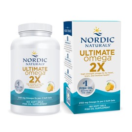 Nordic Naturals Ultimate Omega 2X, Lemon Flavor - 180 Soft Gels - 2150 mg Omega-3 - High-Potency Fish Oil with EPA & DHA - Promotes Brain & Heart Health - Non-GMO - 90 Servings