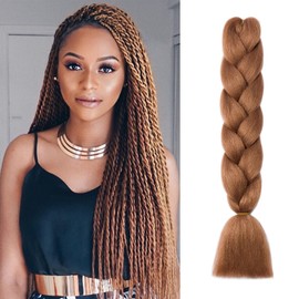 Dcbaboo Braids Extensions Synthetic Hair for Braiding 1 Piece Braiding Hair Kanekalon Hair for Braiding Hair Extensions Braids Afro Crochet Box Braids Hair Braiding 100 g Light Auburn