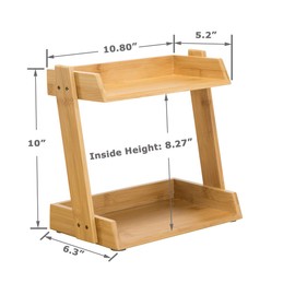 GOBAM Spice Rack Organizer 2-Tier Kitchen Countertop Cabinet Storage Shelf, Assemble Quickly, Bamboo