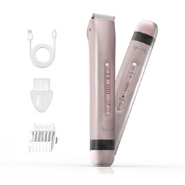 Bikini Trimmer for Women, 2 in 1 Electric Shaver Dual Head Bikini Trimmer for Women IPX6 Waterproof Body Hair Trimmer and Facial Hair Remover for Bikini Leg Arm Body Face, Pink 002