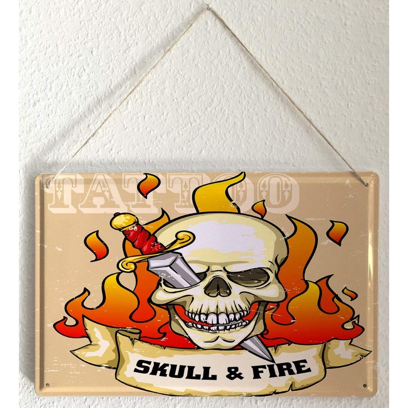 Tin Sign Fun Ravtive Skull and crossbones