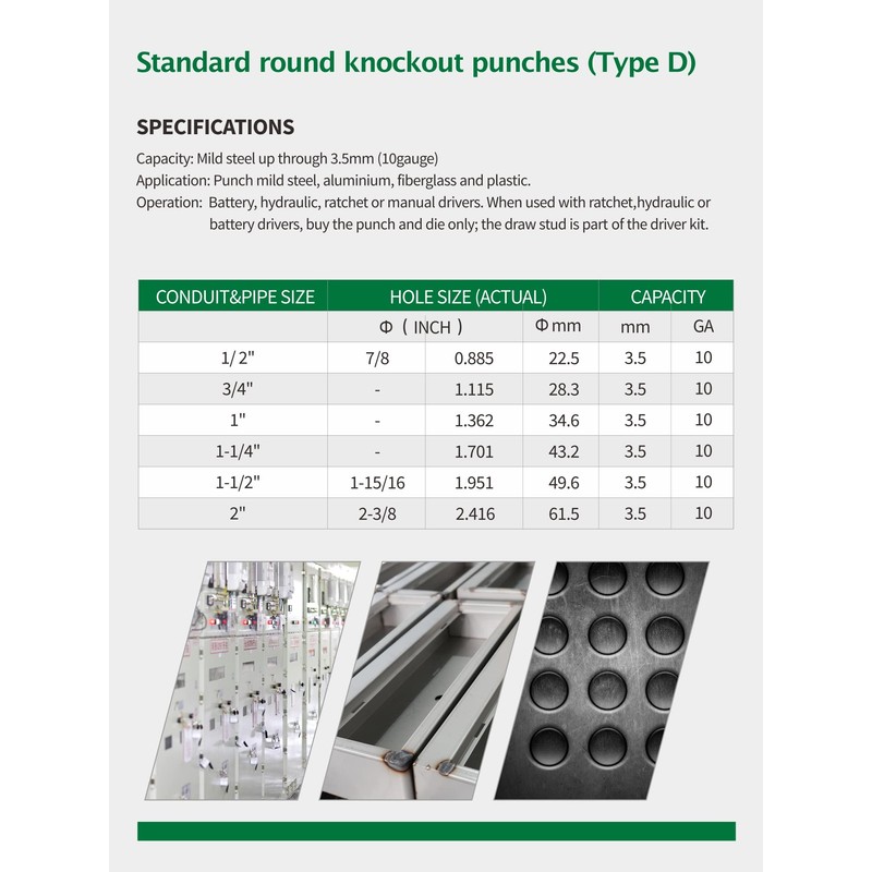 UTZIKO Hydraulic Knockout Punch Electrical Conduit Hole Cutter Set KO