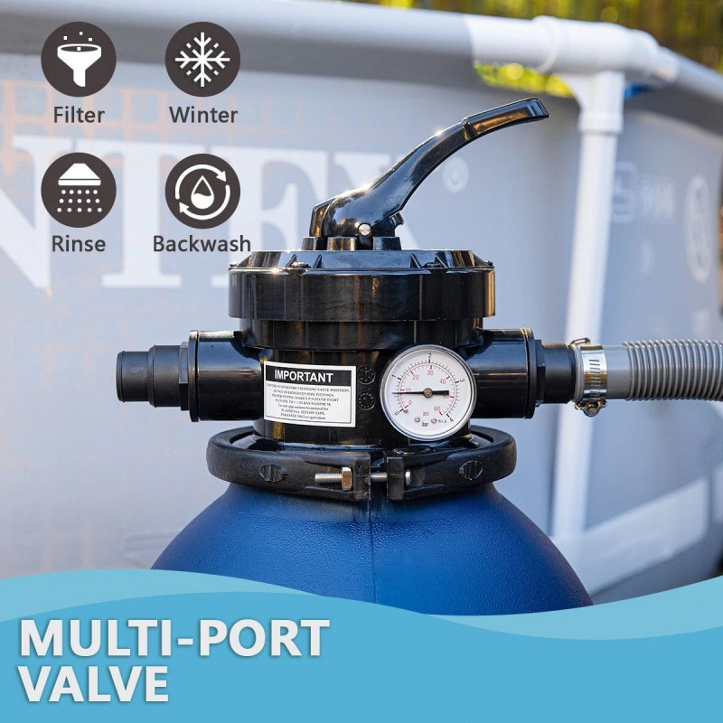 XtremepowerUS Sand Filter for Above-Ground w/ Pool Pump 6-Way Valve