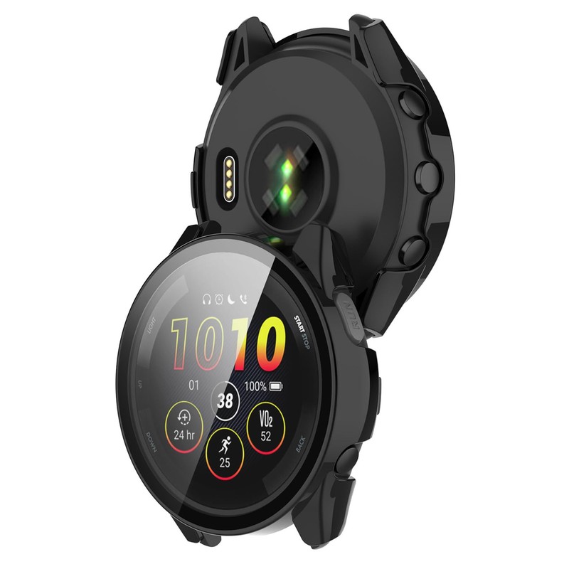 For Garmin Forerunner 165 Case, SHEAWA Cover PC+Tempered Glass Film