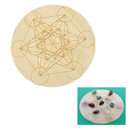7.8’’ Wooden Crystal Grid Sacred Geometry Meditation's Cube Witchcraft、Decor Positive Energy Decor ， Grids for Crystal