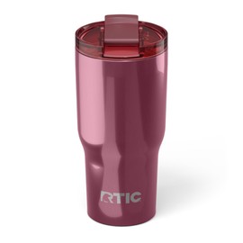 RTIC 20oz Essential Tumbler with Lid, Ceramic Lined, Insulated, Stainless Steel, Metal, Double Wall Vacuum-Insulation, Travel Cup for Iced Coffee, Tea, Hot and Cold Drink, Vintage Rose Metallic