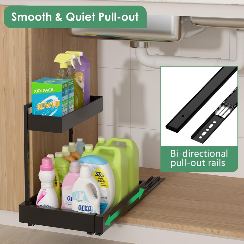 REALINN Expandable Under Sink Organizers and Storage, 2 Tier Under