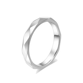 YOESDIE 1mm 2mm 4mm Rhombus Thin Stackable Band Rings for Women | 14K Gold Plated Silver Black Rose Gold Stainless Steel Stackable Band Rings for Women Size 5-12, Stainless Steel, No Gemstone