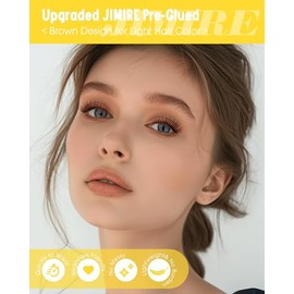 JIMIRE Pestañas autoadhesivas marrones, racimos de pestañas prensadas, aspecto natural, racimos de pestañas pre-pegadas sin necesidad de pegamento, pe