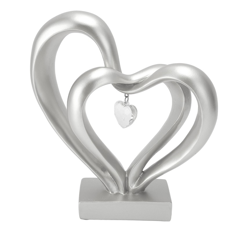 Double Heart Sculpture Resin Romantic Heart Statues Love Sculpture for