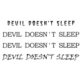 EROSPA® Temporary Tattoo Sheet / Sticker Devil Doesn't Sleep Lettering